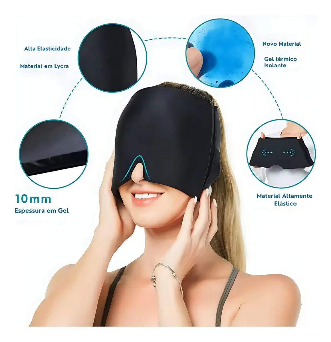 Touca Alívio Enxaqueca Dor De Cabeça Terapia Frio Quente Gel