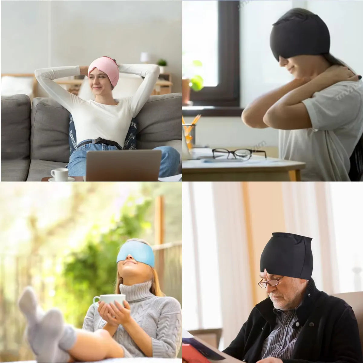 Touca Alívio Enxaqueca Dor De Cabeça Terapia Frio Quente Gel