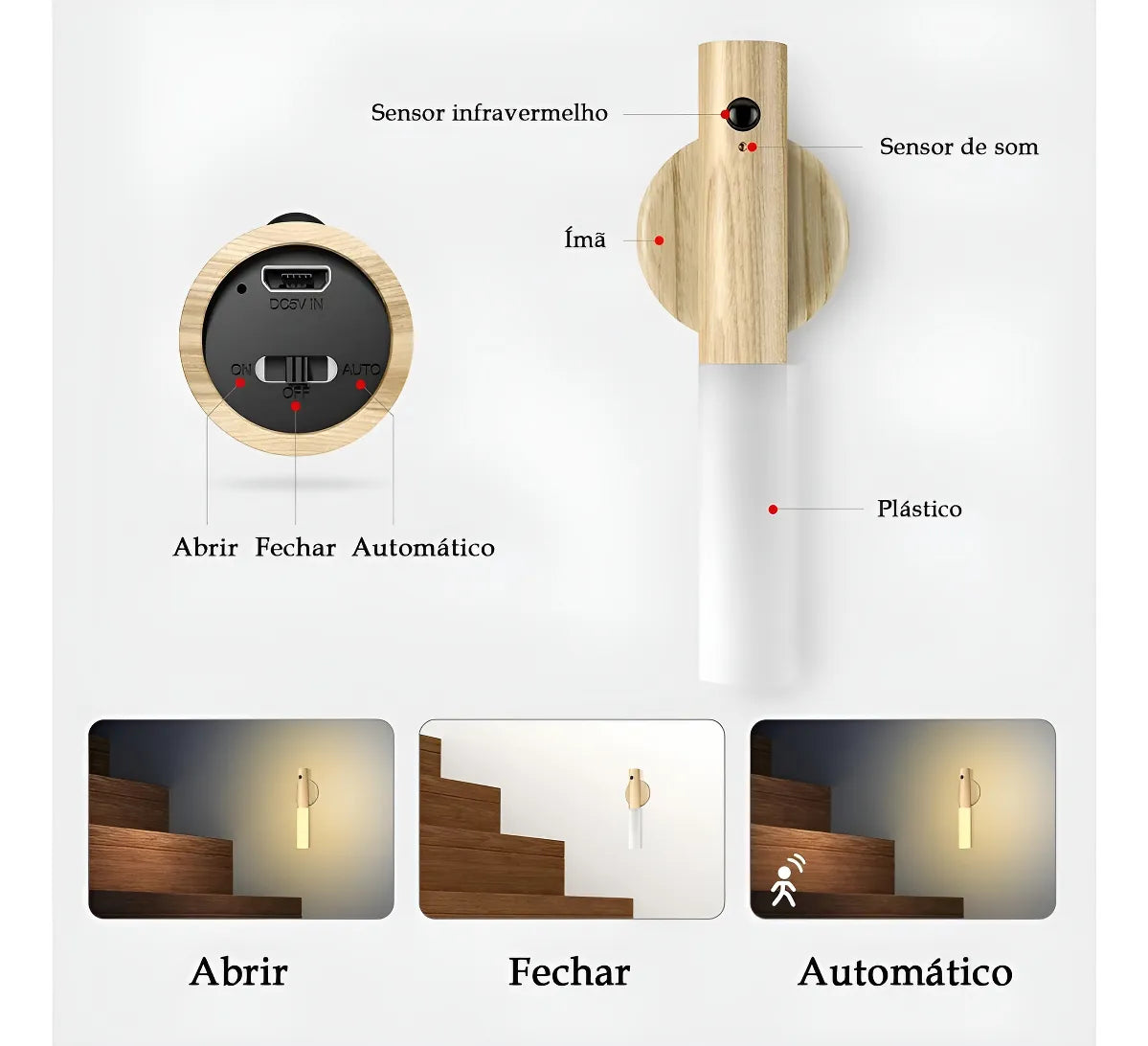 Luz portátil inteligente com sensor